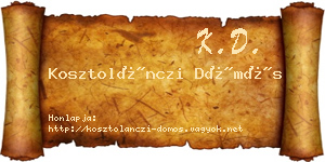 Kosztolánczi Dömös névjegykártya